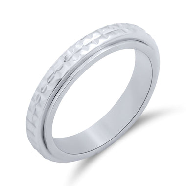 Pyramid-textured steel band ring, 4 mm