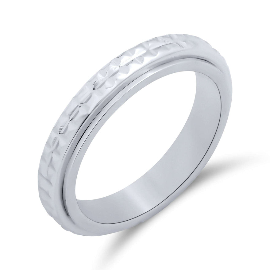 Pyramid-textured steel band ring, 4 mm
