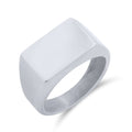 Chunky men's signet ring with a smooth square top in silver steel