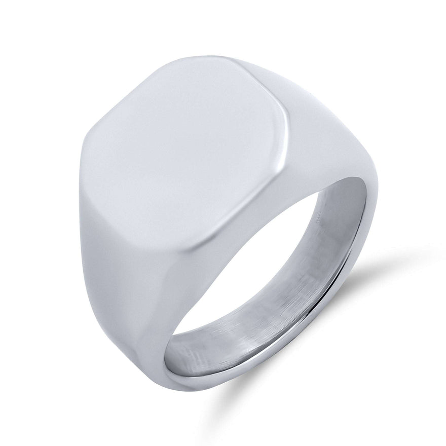 Octagonal steel signet ring, 14 mm