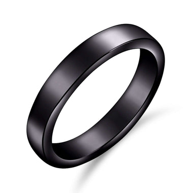 Polished black ceramic band ring