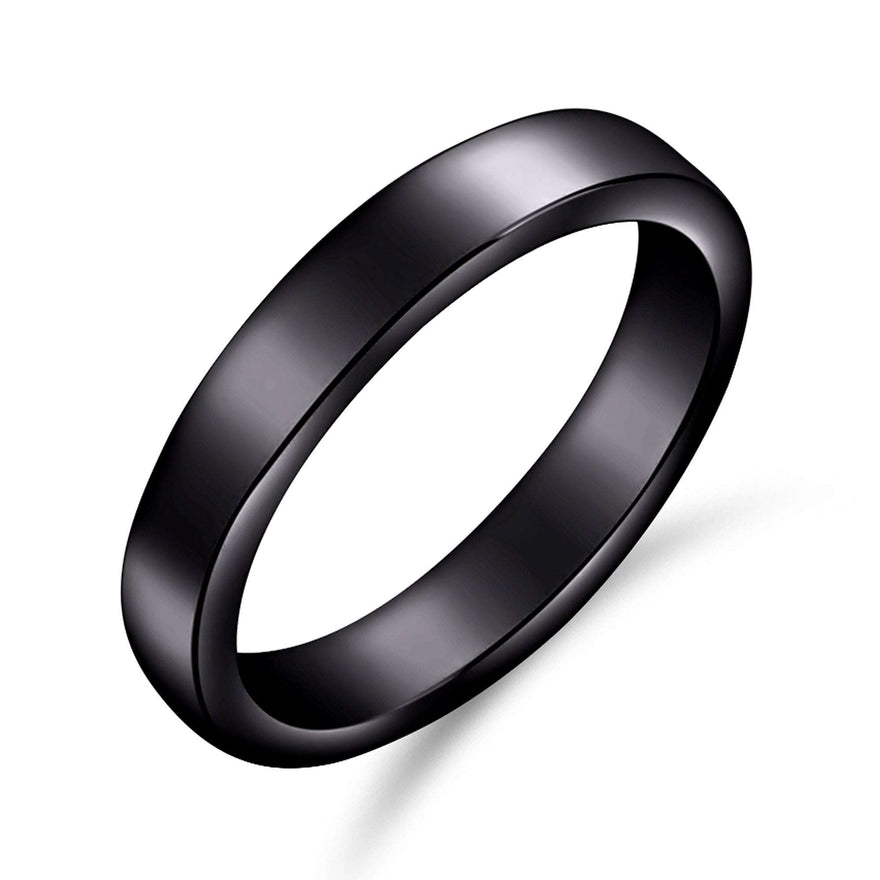 Polished black ceramic band ring