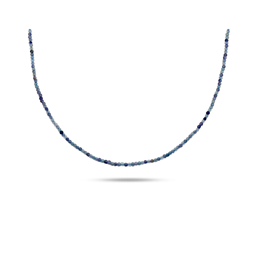 Blue and violet faceted bead necklace