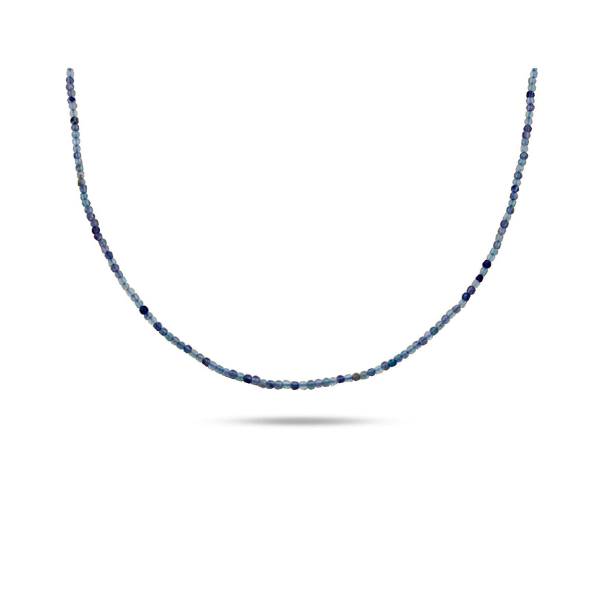 Blue and violet faceted bead necklace