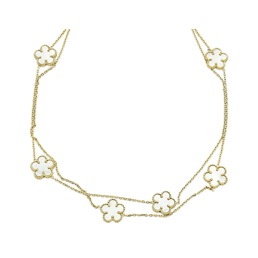 Double-strand white flower necklace