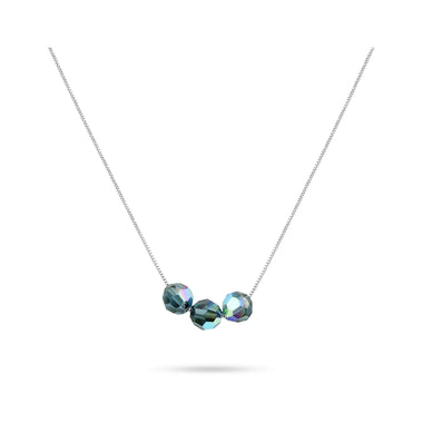 Teal three-crystal necklace, 40–45 cm