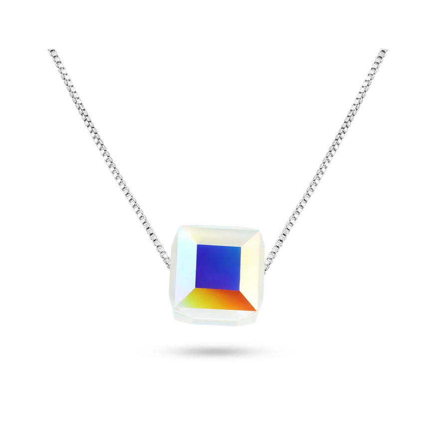 Square Swarovski crystal necklace