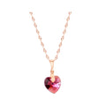 Necklace with a pink heart crystal on a rose gold-tone chain