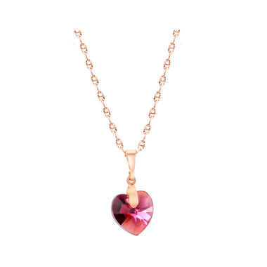 Violet heart crystal pendant necklace