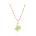 Necklace with a green heart crystal on a fine gold-plated chain
