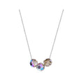 Necklace with three faceted crystals with a rainbow sheen on a fine Venetian chain