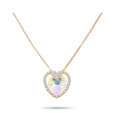 Crystal heart necklace, 40–45 cm