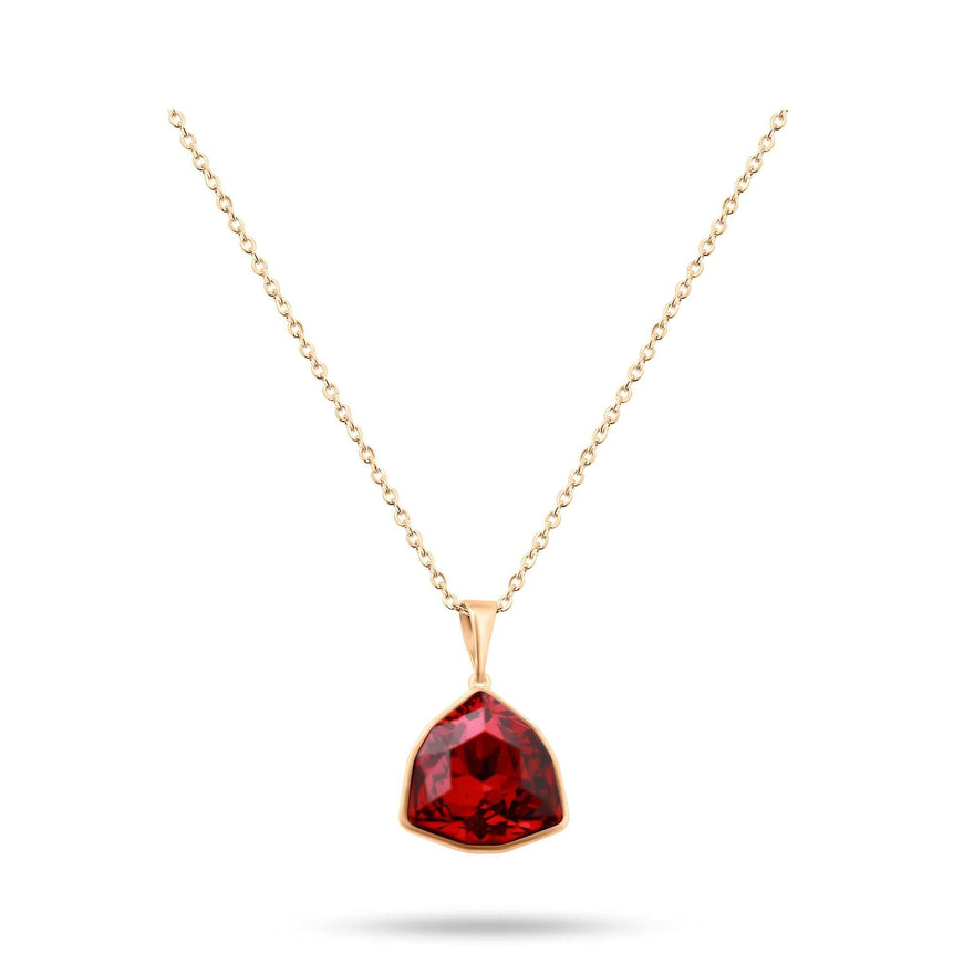 Red triangle crystal pendant necklace