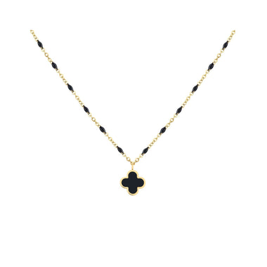 Black clover necklace with enamel beads