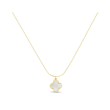 Pearly four-leaf clover necklace
