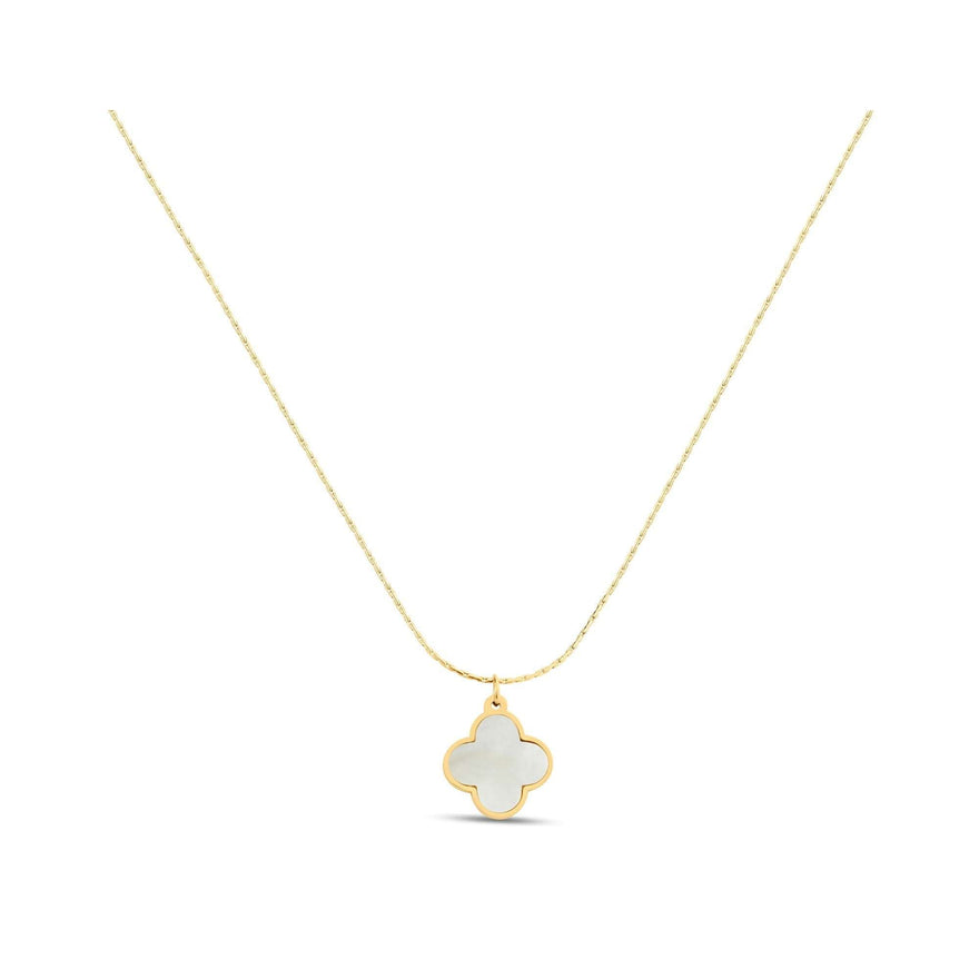 Pearly four-leaf clover necklace