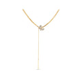 Gold-plated Y-necklace with a cubic zirconia butterfly and a hanging bar