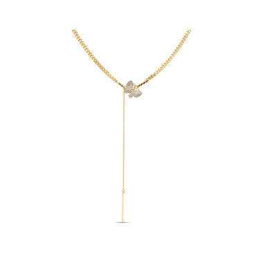 Butterfly Y-necklace with a bar drop