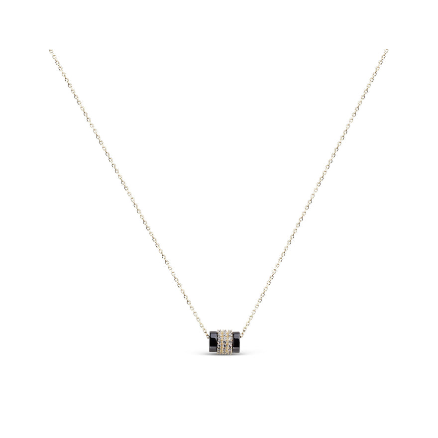 Black cylinder pendant necklace