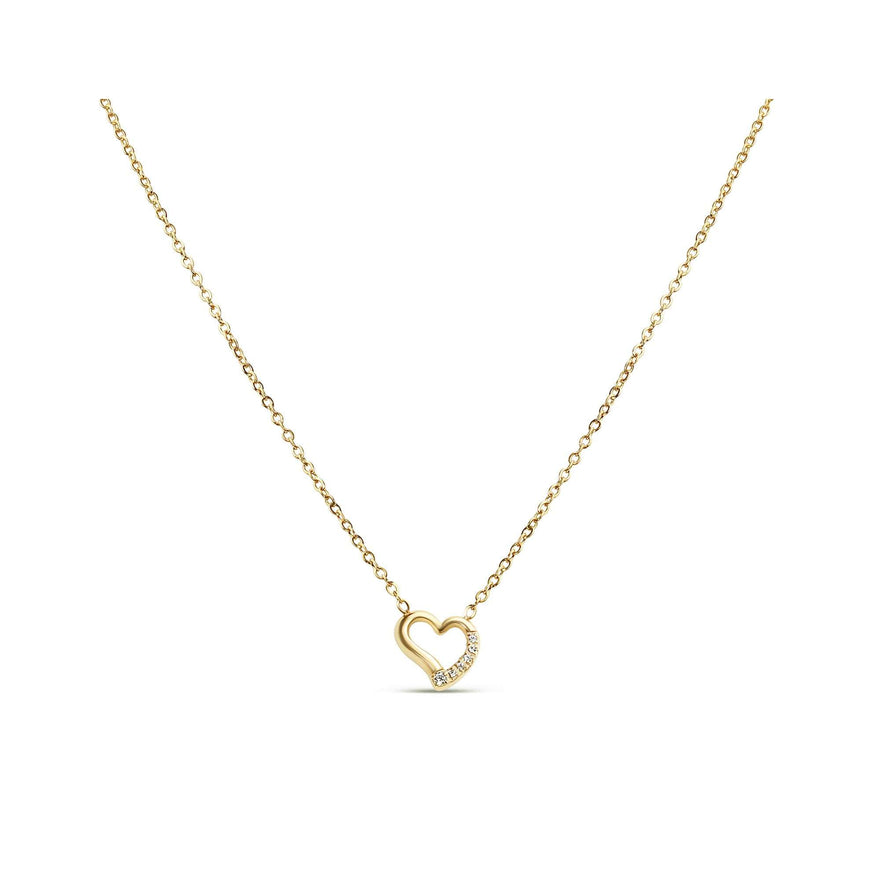Open heart necklace with cubic zirconia