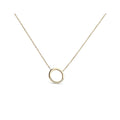 Necklace with an open circle pendant, its lower edge set with sparkling cubic zirconia