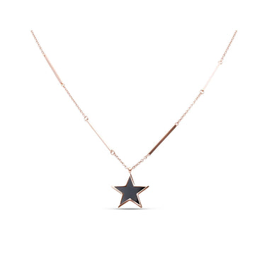 Long black star necklace, 80–86 cm