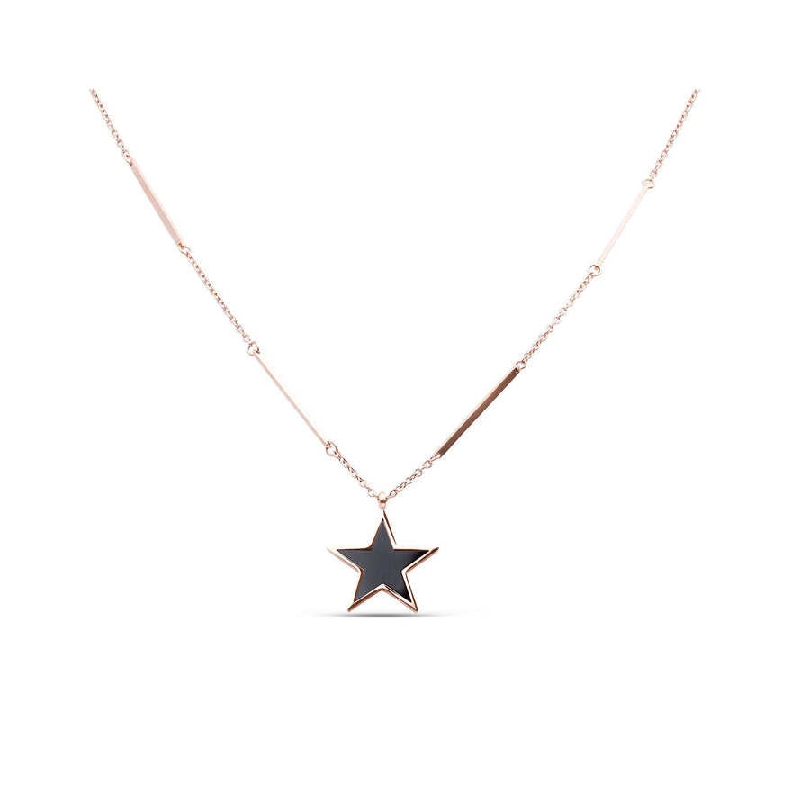 Long black star necklace, 80–86 cm