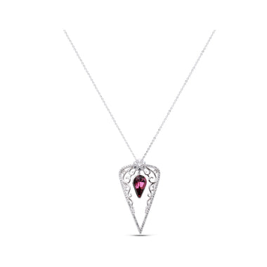 Violet-red teardrop filigree necklace
