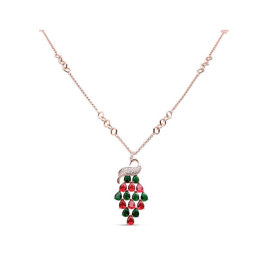 Long peacock pendant necklace, 82–87 cm