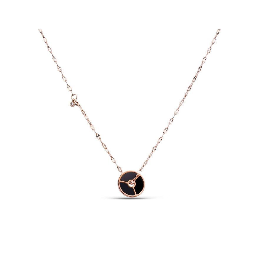 Black circle pendant necklace, 41–46 cm