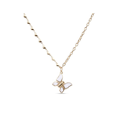 White enamel butterfly necklace