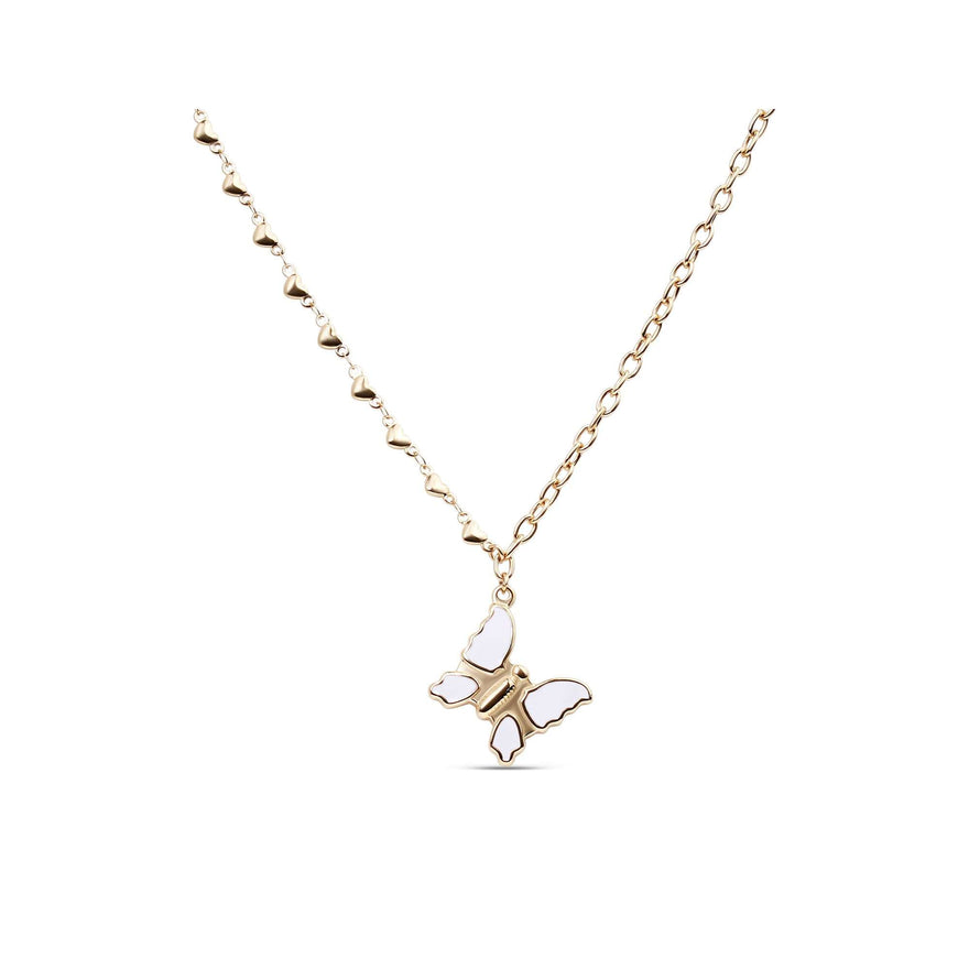 White enamel butterfly necklace
