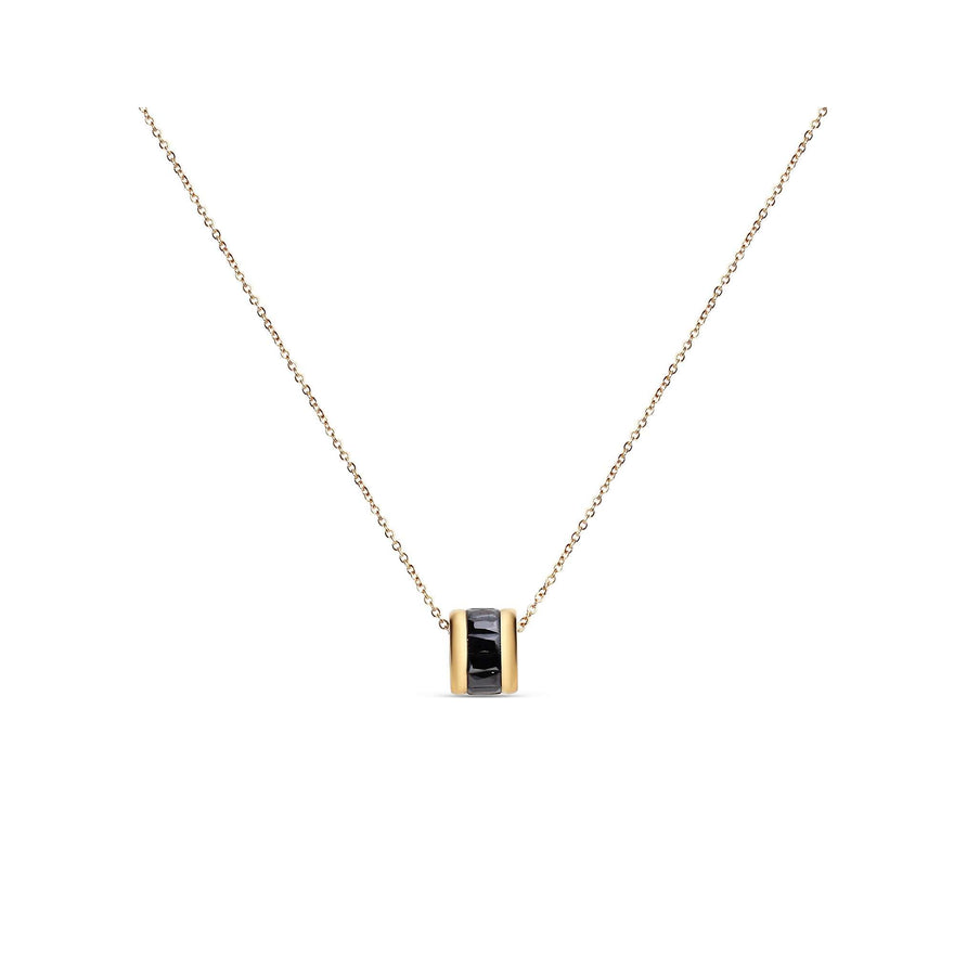Faceted black stone pendant necklace