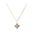 Gold-plated necklace with a four-leaf clover pendant and sparkling cubic zirconia