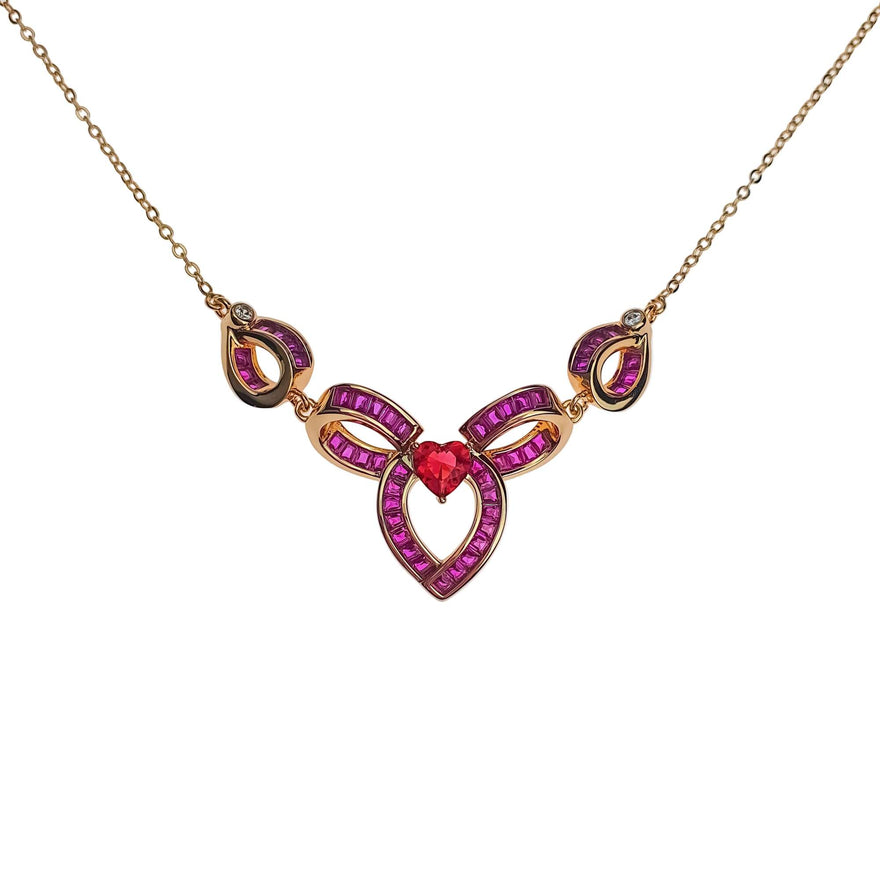 Red heart pendant necklace, 43–48 cm