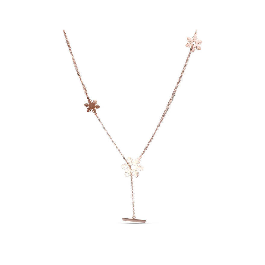Long snowflake pendant necklace, 80 cm
