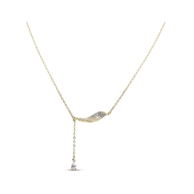 Y necklace with a wave and a teardrop