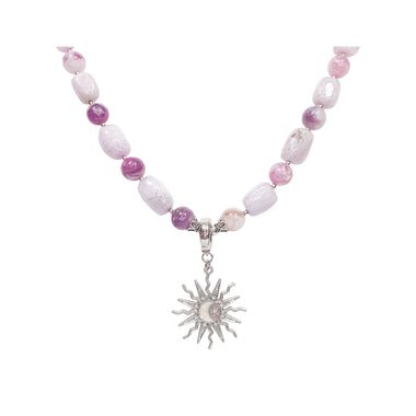Lepidolite bead necklace, 48–53 cm