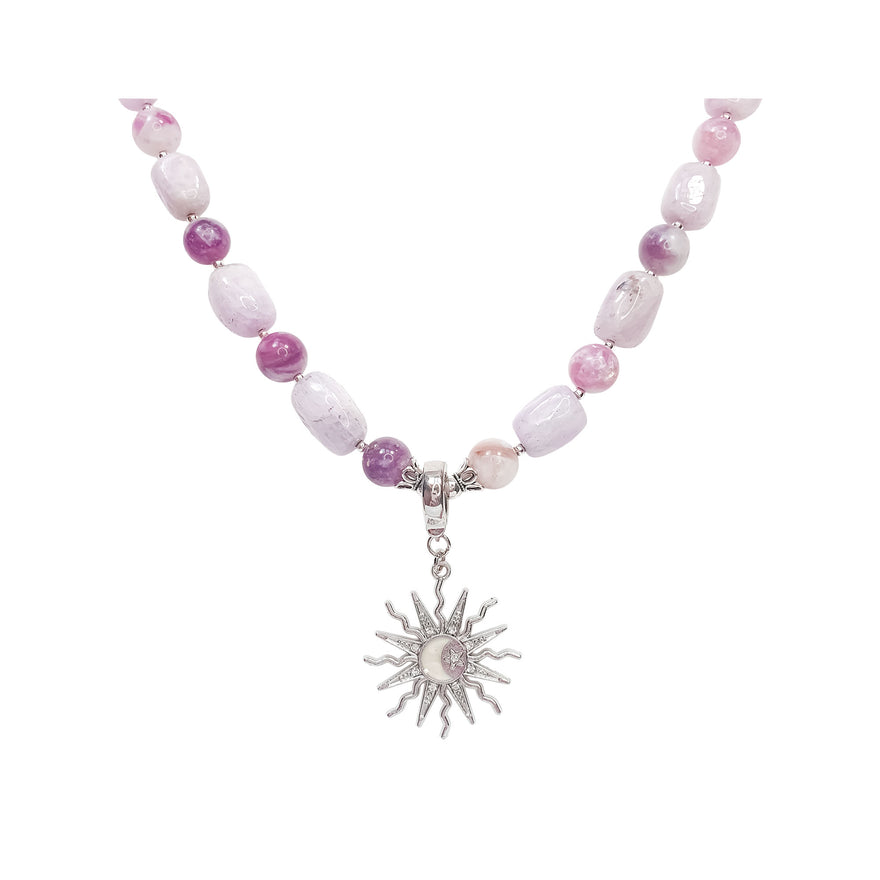 Lepidolite bead necklace, 48–53 cm