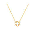 Gold-plated necklace with a white enamel clover and a fine anchor chain