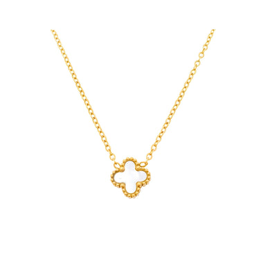 White enamel clover necklace, 40–45 cm