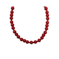 Classic red bead necklace with large glossy beads and sparkling glass crystals