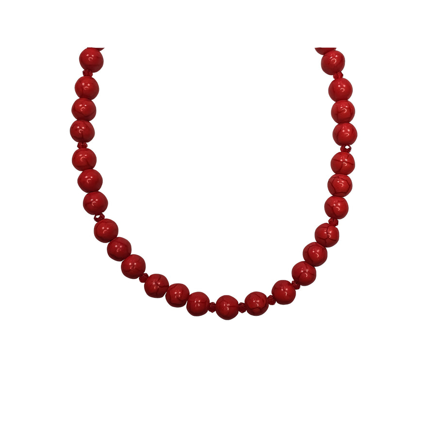 Large red bead and crystal necklace