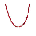 Bright red women's bead necklace of synthetic howlite