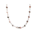 Soft pink natural zebra jasper and faux quartz bead necklace