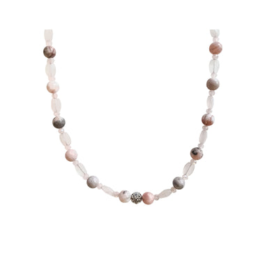 Pink zebra jasper bead necklace