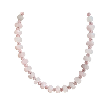 Faceted pink quartz bead necklace