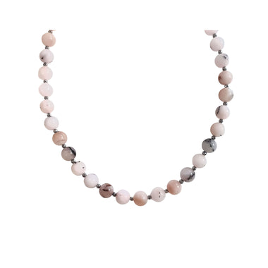 Pink synthetic dendritic opal necklace