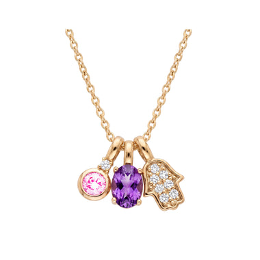 Three-pendant Hamsa hand necklace