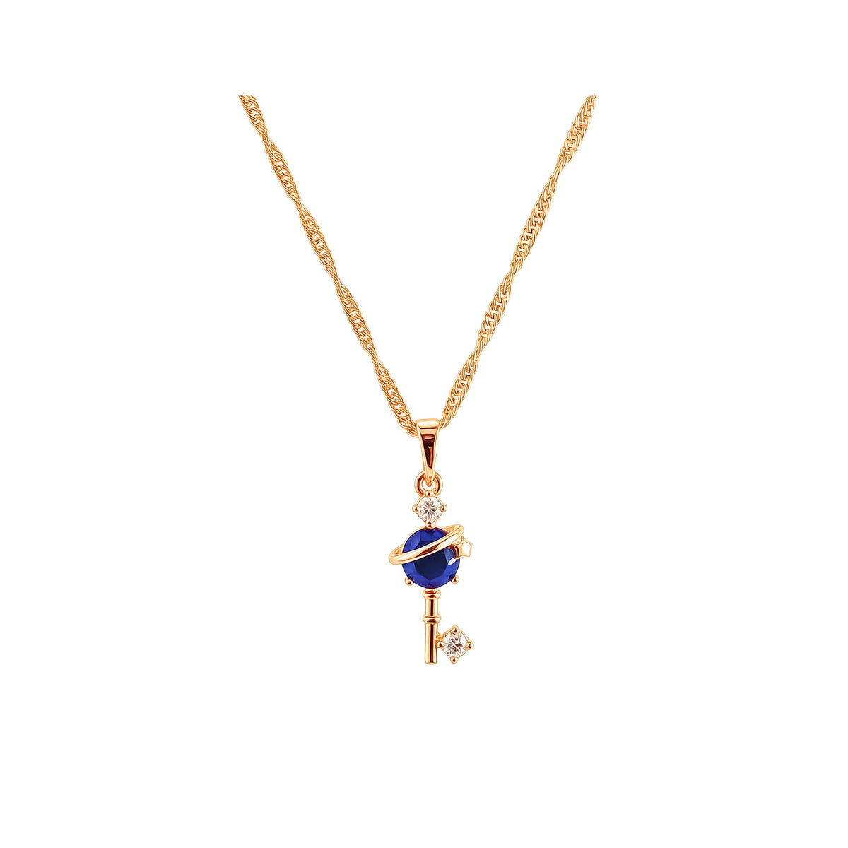 Gold-plated 45 cm necklace with a key pendant